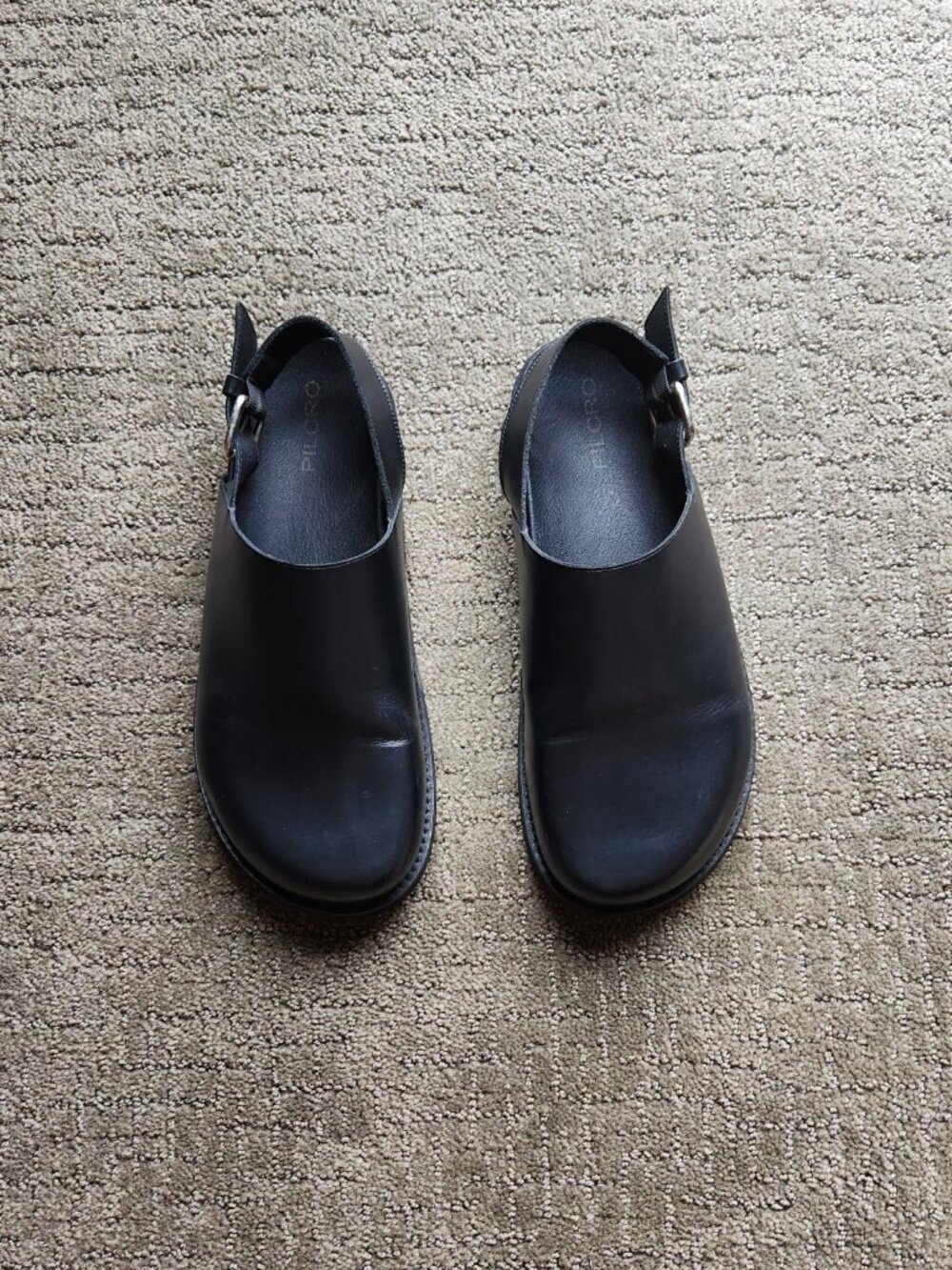 PILCRO ANTHROPOLOGIE Black Leather Slingback Buckle Mules Clogs Size 39 | 9 - Picture 2 of 8